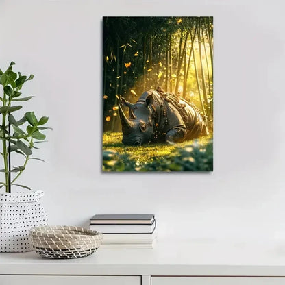 Golden Hour Bamboo Grove Scene Painting 40x60cm Metal Print Ready to Hang