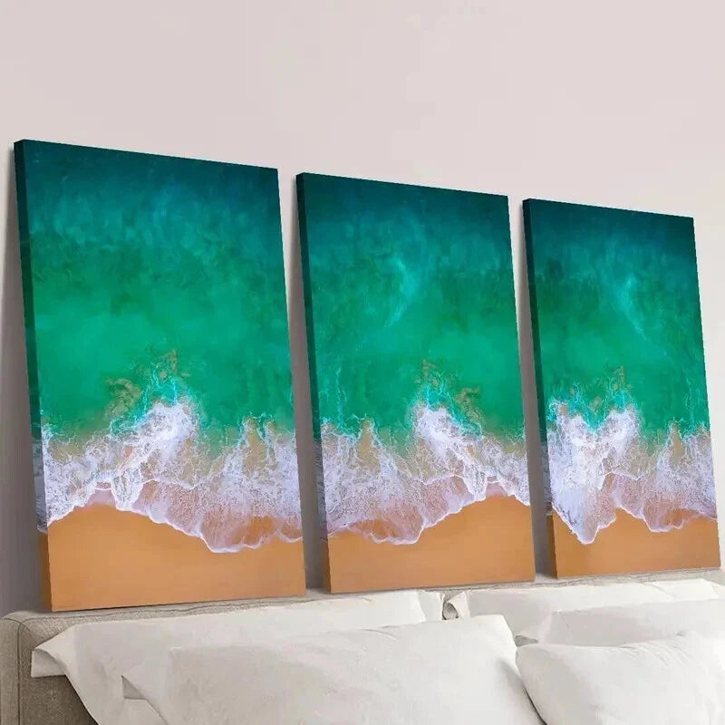 3pcs Summer Season Ocean Waves Landscape Wall Art Set Canvas Framed 40x60cm - High Quality Print 100% Australian Made Wall Canvas Ready to Hang