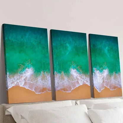 3pcs Summer Season Ocean Waves Landscape Wall Art Set Canvas Framed 40x60cm - High Quality Print 100% Australian Made Wall Canvas Ready to Hang