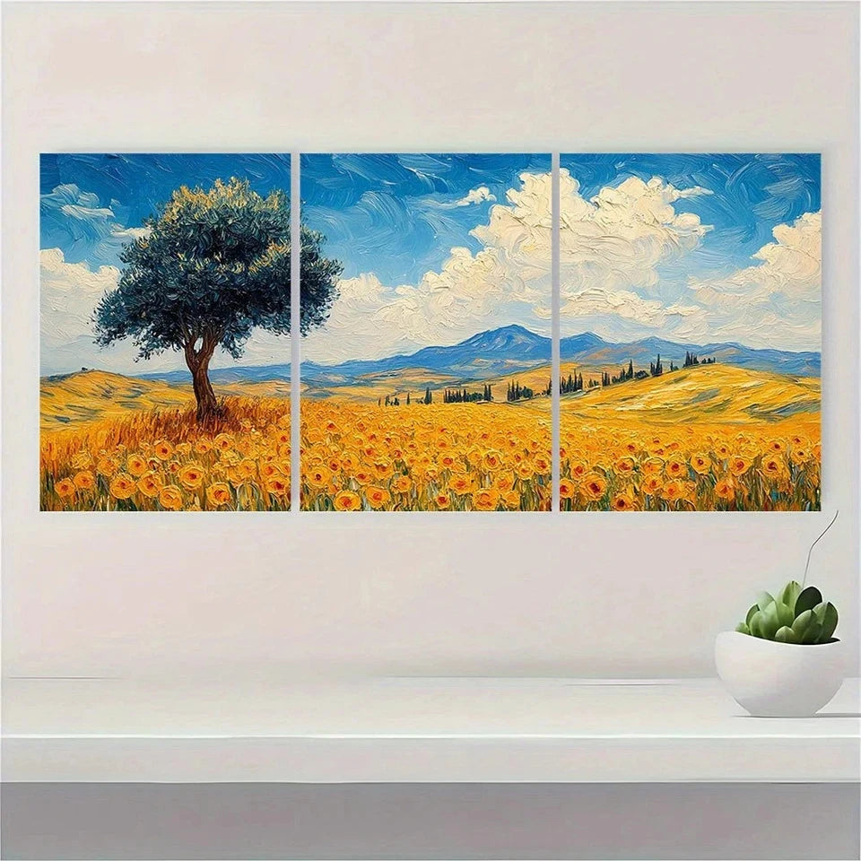 3pcs Farmhouse Classic Style Oil Painting Metal Print Ready to Hang Art