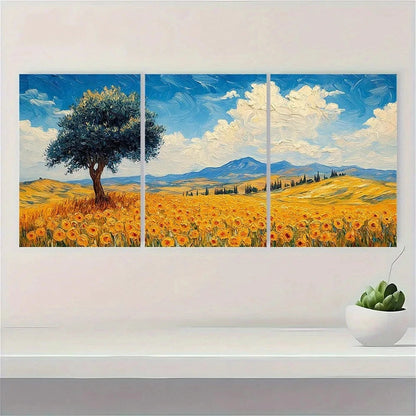 3pcs Farmhouse Classic Style Oil Painting Metal Print Ready to Hang Art