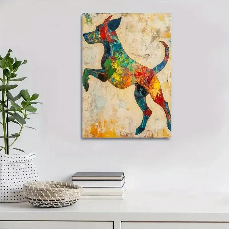 Beautiful Abstract Art Running Dog Painting 40x60cm Metal Print Ready to Hang