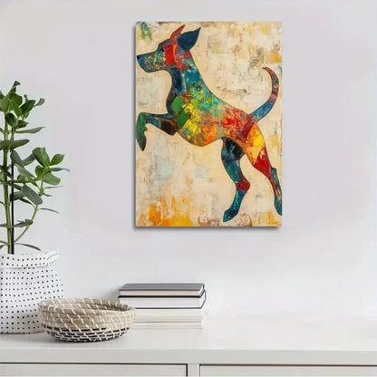 Beautiful Abstract Art Running Dog Painting 40x60cm Metal Print Ready to Hang