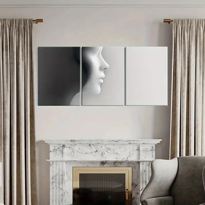 3pcs Black & White Abstract Profile Silhouette Wall Art Set Canvas Framed 60x90cm - High Quality Print 100% Australian Made Wall Canvas Ready to Hang