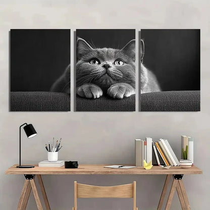 3pcs Modern Vintage Funny Cat Metal Print Ready to Hang Art