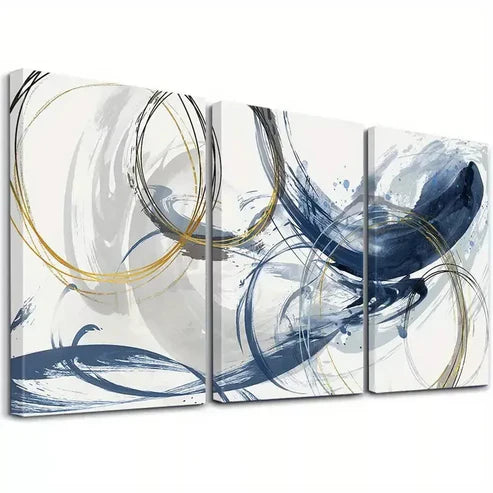 3pcs Abstract Blue Texture Wall Art Set Canvas Unframed - High Quality Print 100% Australian Made Wall Canvas