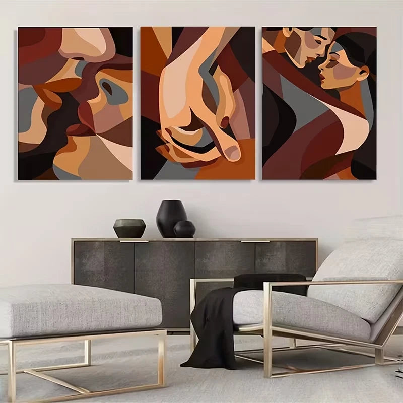 3pcs Romantic Abstract Love Decor Wall Art Set Canvas Framed 40x60cm - High Quality Print 100% Australian Made Wall Canvas Ready to Hang