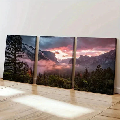 3pcs Mountain Forest Natural Landscape Wall Art Set Canvas Framed 40x60cm - High Quality Print 100% Australian Made Wall Canvas Ready to Hang