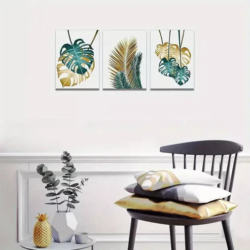 3pcs Abstract Art with Golden Wall Art Set Canvas Unframed - High Quality Print 100% Australian Made Wall Canvas