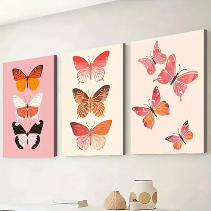 3pcs Simple Style Fashion Abstract Butterfly  Wall Art Set Canvas Framed 50x70cm - High Quality Print 100% Australian Made Wall Canvas Ready to Hang - Bella Home Decor