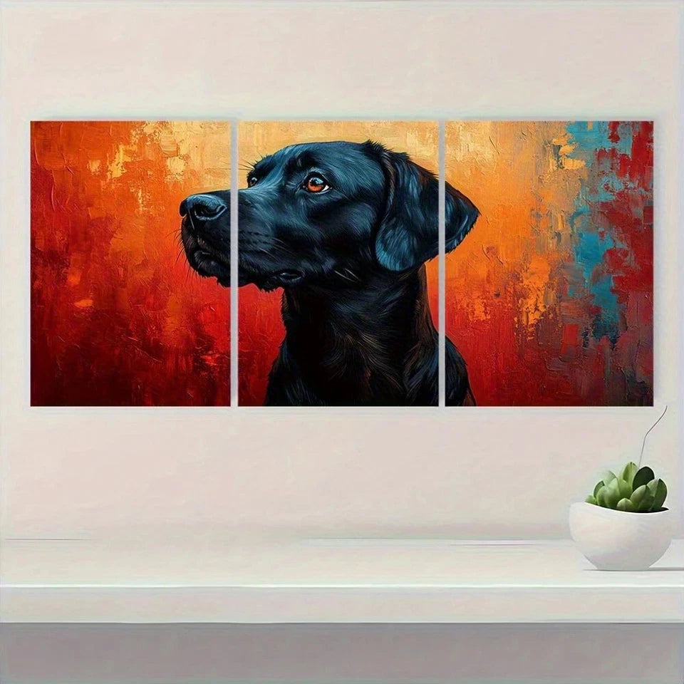 3pcs Labrador Dog Pet Abstract Modern Oil Painting Metal Print Ready to Hang Art