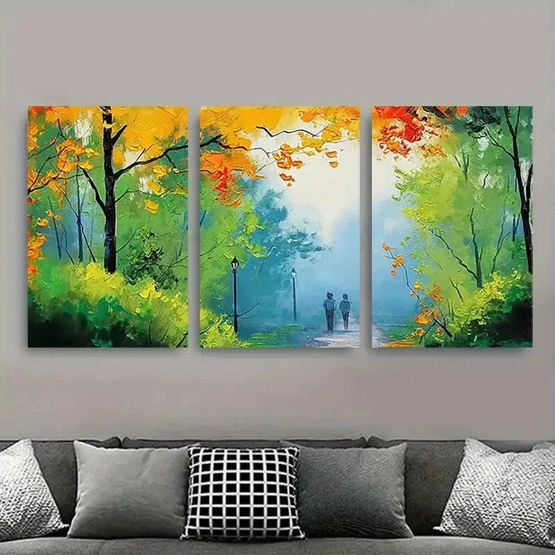 3pcs Serene Autumn Forest Nature Metal Print Ready to Hang Art