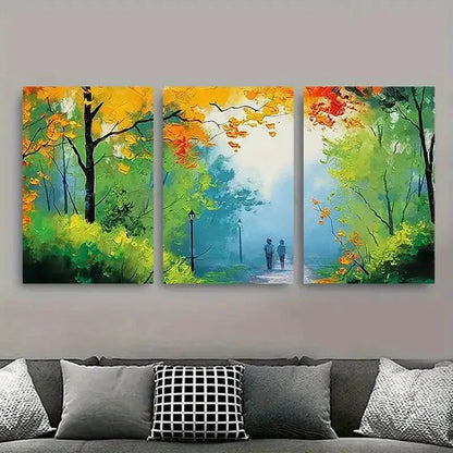 3pcs Serene Autumn Forest Nature Metal Print Ready to Hang Art