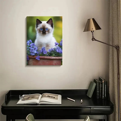 Adorable Birman Kitten with Blue Eyes Painting 40x60cm Metal Print Ready to Hang