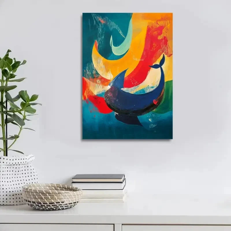 Beautiful Modern Abstract Whale Painting 40x60cm Metal Print Ready to Hang