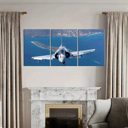 3pcs Military Theme Artwork Fighter Jets Wall Art Set Canvas Framed 40x60cm - High Quality Print 100% Australian Made Wall Canvas Ready to Hang