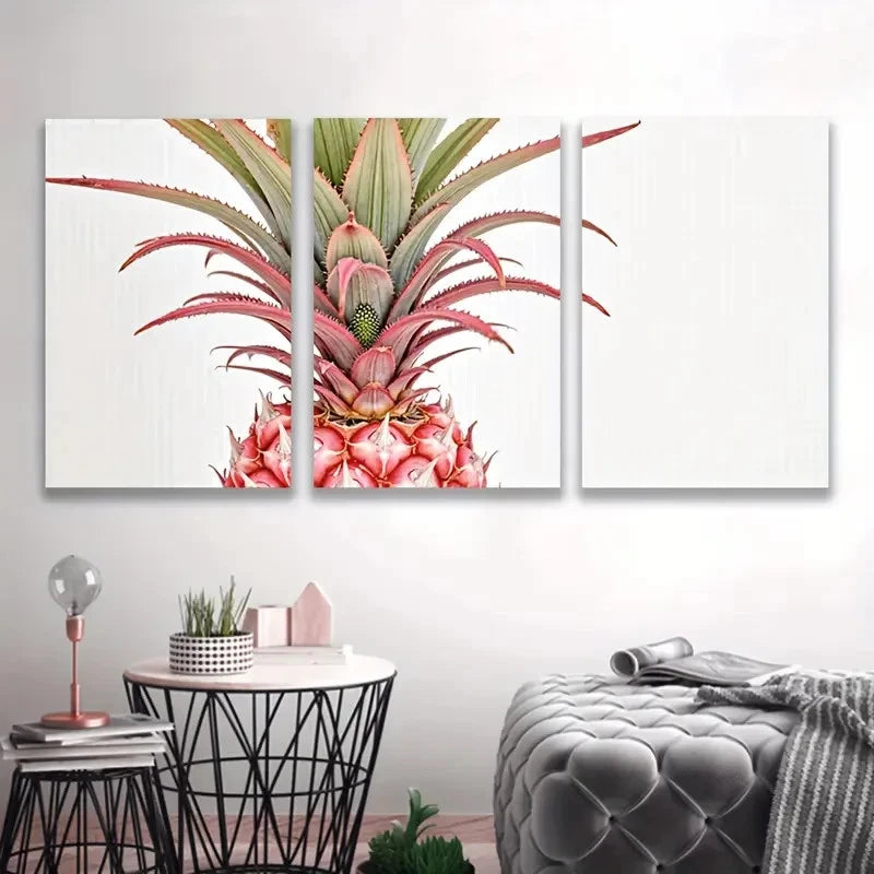 3pcs Vibrant Pineapple Triptych R Wall Art Set Canvas Framed 60x90cm - High Quality Print 100% Australian Made Wall Canvas Ready to Hang