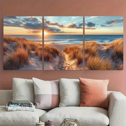 3pcs Ditch Plains Beach Montauk Perfect Wall Art Set Canvas Framed 40x60cm - High Quality Print 100% Australian Made Wall Canvas Ready to Hang