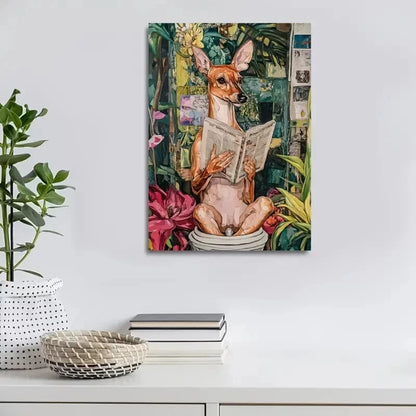 Beautiful Deer And a Spanish Galgo Dog Painting 40x60cm Metal Print Ready to Hang