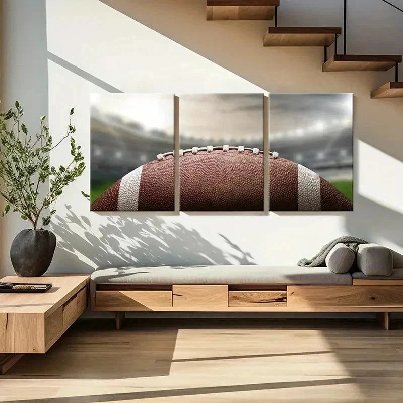 3pcs Sport Art Rugby American Football Wall Art Set Canvas Framed 40x60cm - High Quality Print 100% Australian Made Wall Canvas Ready to Hang