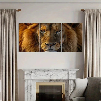 3pcs Modern Lion with Mane Decoration Wall Art Set Canvas Framed 40x60cm - High Quality Print 100% Australian Made Wall Canvas Ready to Hang