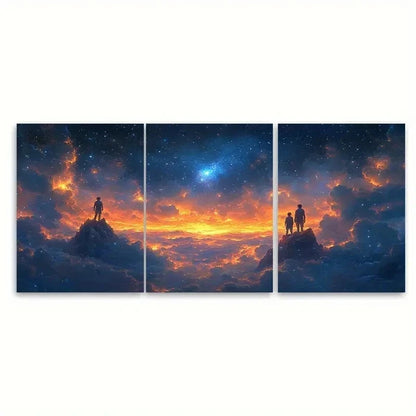 3pcs Brothers Under Starry Sky Fantasy ET Wall Art Set Canvas Framed 50x70cm - High Quality Print 100% Australian Made Wall Canvas Ready to Hang