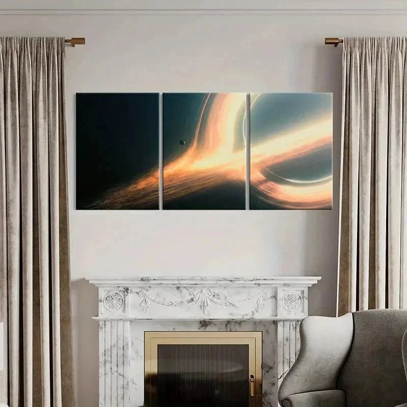 3pcs Space Planet Black Hole Interstellar Wall Art Set Canvas Framed 40x60cm - High Quality Print 100% Australian Made Wall Canvas Ready to Hang