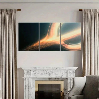 3pcs Space Planet Black Hole Interstellar Wall Art Set Canvas Framed 40x60cm - High Quality Print 100% Australian Made Wall Canvas Ready to Hang