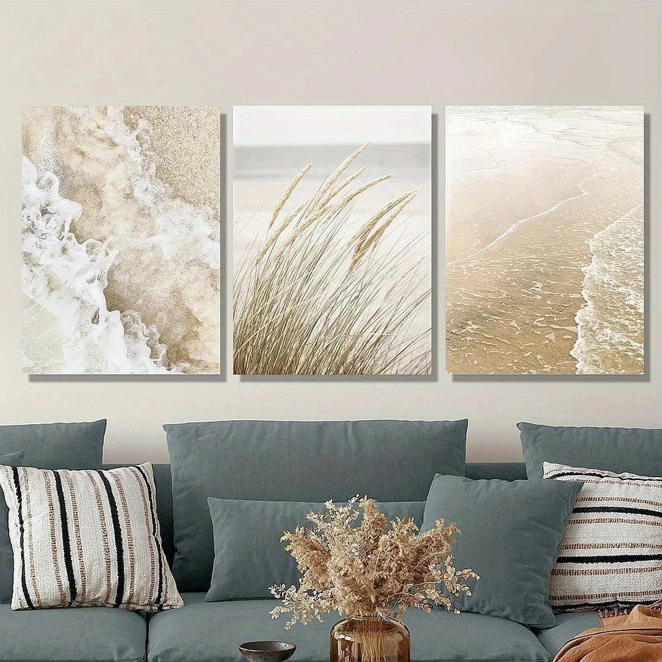 3pcs Beach & Coastal Wave Style Metal Print Ready to Hang Art