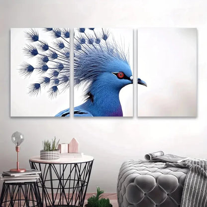 3pcs Goura Victoria Bird Spray Painted Wall Art Set Canvas Framed 60x90cm - High Quality Print 100% Australian Made Wall Canvas Ready to Hang