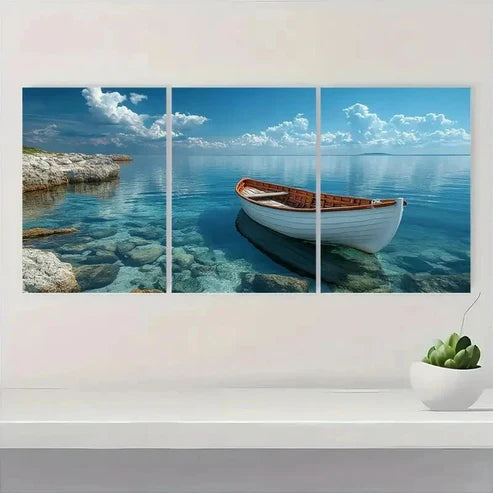 3pcs Rustic Seascape Art Wall Art Set Canvas Unframed - High Quality Print 100% Australian Made Wall Canvas