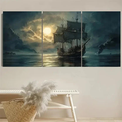 3pcs Rustic Pirate Ship Wall Art Set Canvas Unframed - High Quality Print 100% Australian Made Wall Canvas