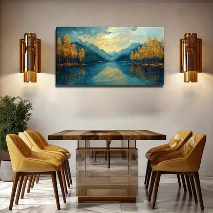 Modern Minimalist Lake Mountain Wall Art Canvas Office Home Room Framed 120x60cm