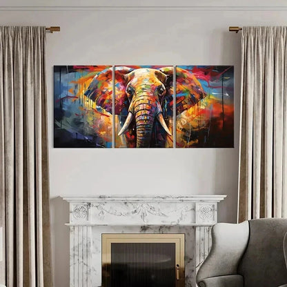 3pcs Elephant Retro Watercolor Style Wall Art Set Canvas Framed 40x60cm - High Quality Print 100% Australian Made Wall Canvas Ready to Hang