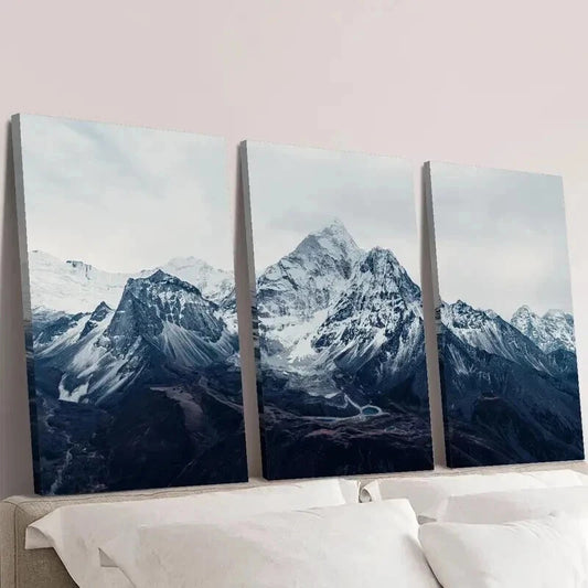 3pcs Natural Snow Mountains Lakes Landscape Wall Art Set Canvas Framed 40x60cm - High Quality Print 100% Australian Made Wall Canvas Ready to Hang
