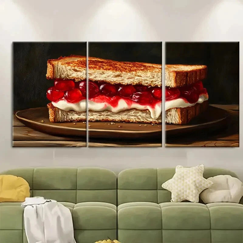 3pcs Jelly Sandwich Vintage Milk Metal Print Ready to Hang Art