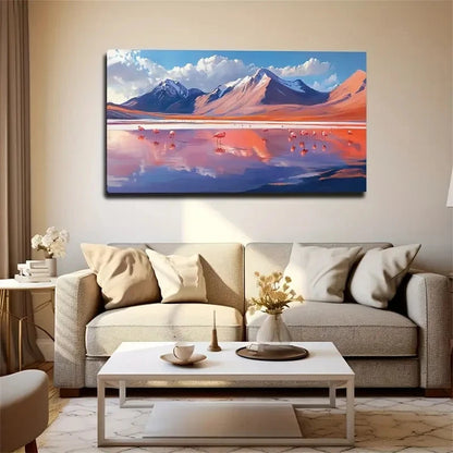 Mountain Crane Lake Suitable Wall Art Canvas Office Home Room Framed 120x60cm