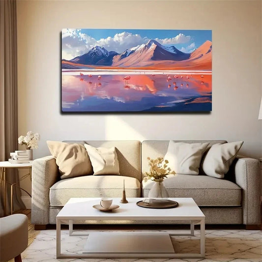 Mountain Crane Lake Suitable Wall Art Canvas Office Home Room Framed 120x60cm