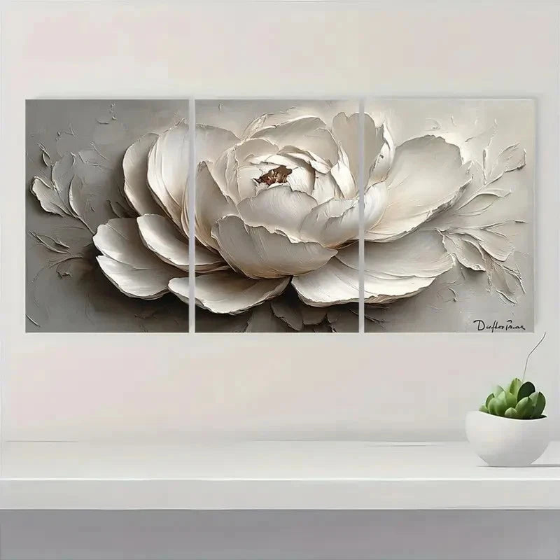 3pcs Flower Painting Floral Original Art  kl     Wall Art Set Canvas Framed 50x70cm - High Quality Print 100% Australian Made Wall Canvas Ready to Hang