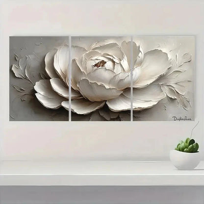 3pcs Flower Painting Floral Original Art  kl     Wall Art Set Canvas Framed 50x70cm - High Quality Print 100% Australian Made Wall Canvas Ready to Hang