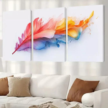 3pcs Vibrant Abstract Rainbow Splatter Wall Art Canvas Unframed - High Quality Print 100% Australian Made Wall Canvas