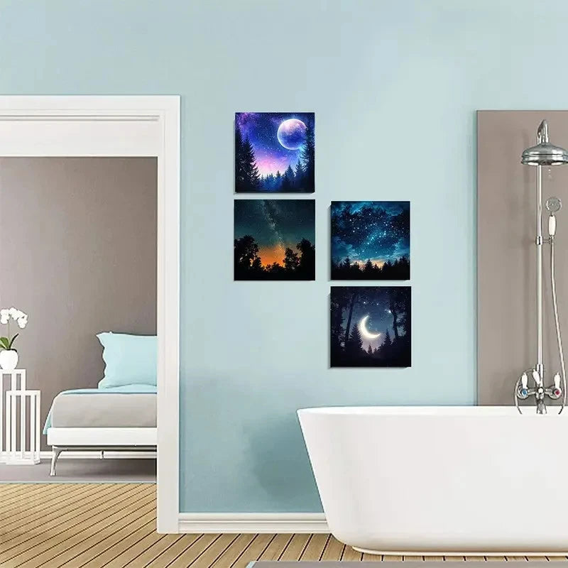 4pcs Colorful Nebulae Starry UniverseWall Art Canvas Framed