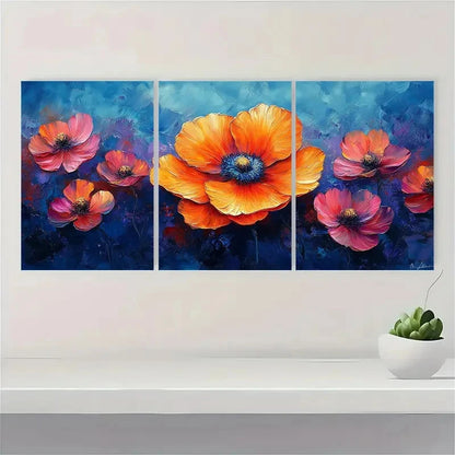 3pcs Vivid Flower Colorful Lovers Perfect Wall Art Set Canvas Framed 40x60cm - High Quality Print 100% Australian Made Wall Canvas Ready to Hang