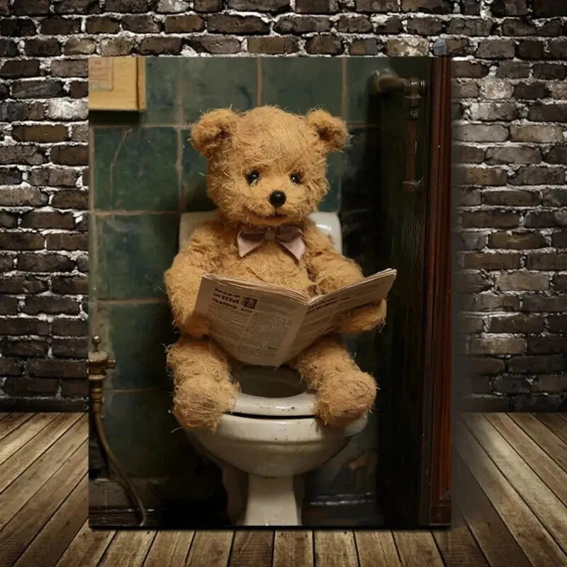 Beautiful Contemporary Teddy Bear Painting 40x60cm Metal Print Ready to Hang