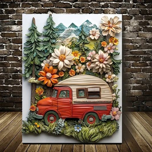 Beautiful The Kindred Pines Heart Blossoms Painting 40x60cm Metal Print Ready to Hang