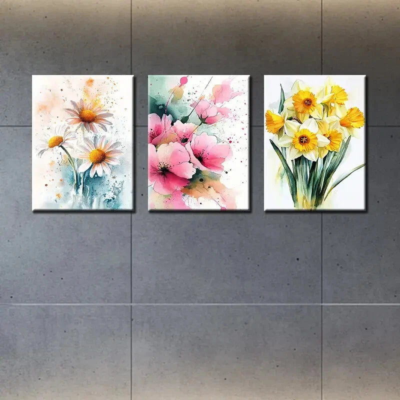 3pcs Cold And Beautiful Flowers Metal Print Ready to Hang Art