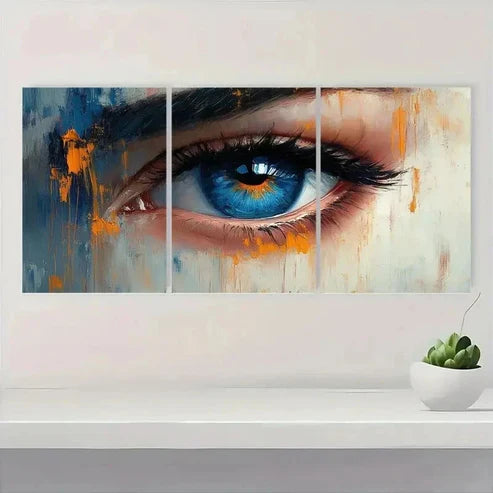 3pcs Beauty Vibrant Blue Eye Wall Art Set Canvas Unframed – High Quality Print, 100% Australian Made Wall Canvas