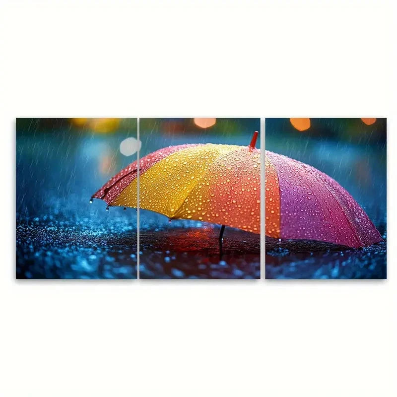 3pcs Paper Rainy Day Water Rolling TI Wall Art Set Canvas Framed 40x60cm - High Quality Print 100% Australian Made Wall Canvas Ready to Hang