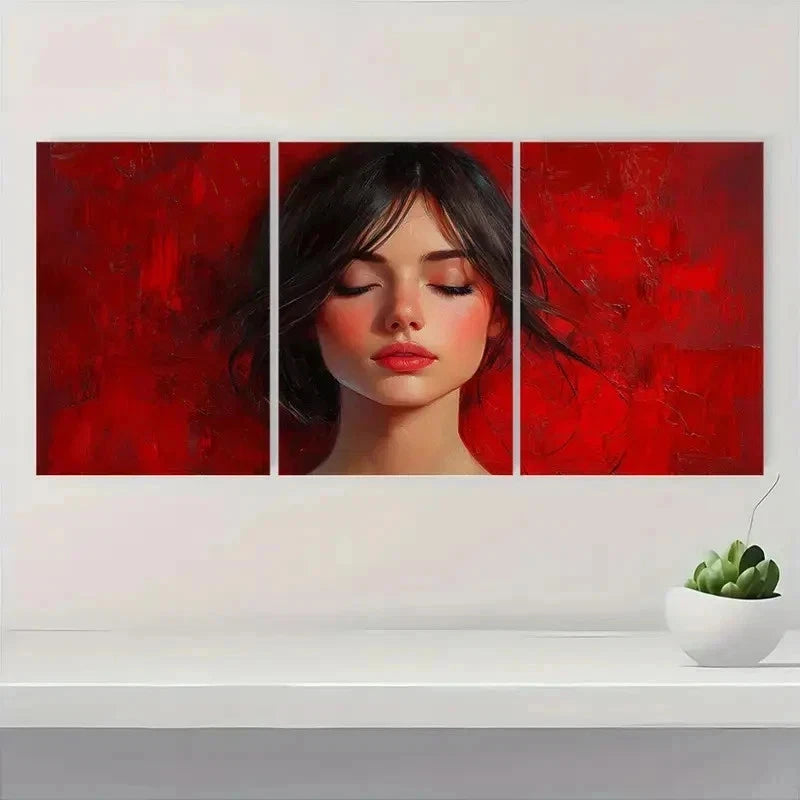 3pcs Abstract Colorful Woman Perfect Wall Art Set Canvas Framed 40x60cm - High Quality Print 100% Australian Made Wall Canvas Ready to Hang