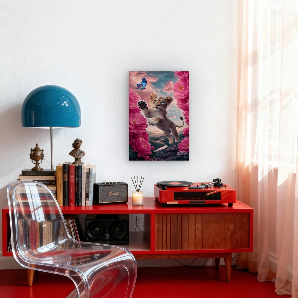 Cute Little Lion 60x90cm Metal Print Ready to Hang